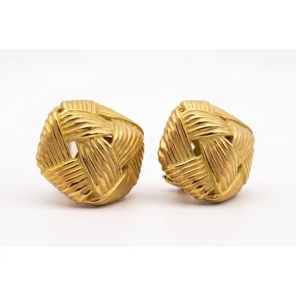 Angela Cummings 1984 Studio Textured Wrapped Earrings Solid 18Kt - Picture 3 of 9